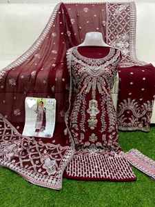 Fancy Pakistani Women Dress con Beads and Sequence Work Precio barato Venta al por mayor Pakistani Women Clothing Eid Collections - Product Image 3