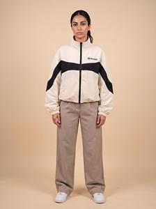 Veste de survêtement courte crème, veste en nylon surdimensionnée personnalisée OEM, fabricant de streetwear unisexe - Product Image 1