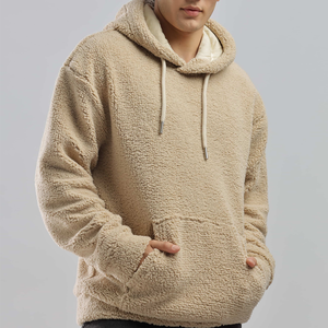 Sweat à capuche personnalisé brodé d'hiver en polaire Sherpa 100% coton avec poches épaisses sweats à capuche et sweat-shirts pour hommes - Product Image 4