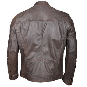 Chaqueta informal de cuero genuino marrón desgastado para hombre 100% impermeable y transpirable con cuello levantado estilo de moda - Product Image 3