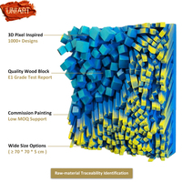 Uniart Peinture décorative 3D de luxe légère faite à la main en bois massif coloré Mosaïque Tenture murale en bois d'art décoratif