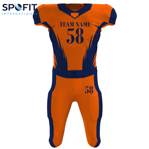 ชุดยูนิฟอร์มอเมริกันฟุตบอลแขนสั้นแบบระบายอากาศได้ ผลิตตามสั่งขายส่ง 100% โพลีเอสเตอร์ ชุดทีมคุณภาพดีที่สุด ชุดลายธงชาติอเมริกา - Product Image 1