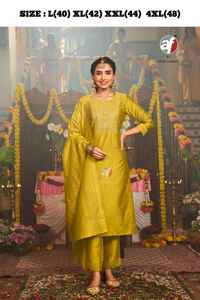 Fantaisie Evergreen Designer Outfit Viscose et Nylon Kurti Pant Broderie lourde et travail manuel avec Dupatta Online Shopping India - Product Image 2