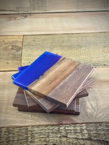 Wood and Resin Stone <b>Coaster</b> Set in Gift Box Stylish Handmade Homeware <b>Drink</b> <b>Coasters</b>, Perfect as Wedding Gifts, Corporate - Product Image 5