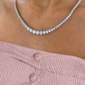 Glamorous 14K Gold Plated Lab Grown Diamond <b>Tennis</b> <b>Necklace</b> Delicate Gold Design IGI Certified Trendy for Women Bridesmaid - Product Image 6