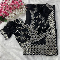 Saree en soie douce de haute qualité avec un travail de séquence lourde élégant chemisier fantaisie sur mesure tenue de fête de mariage pour les femmes
