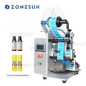 ZONESUN Semi Automatic Vial Round Small Glass Plastic Reagent Bottle <b>Label</b> <b>Applicator</b> Single Double Side Pen Labeling Machine - Product Image 1