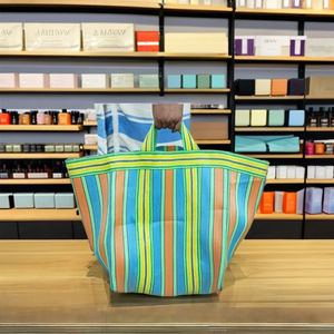 Métier à tisser manuel à la mode écologique personnalisé sacs de plage et cosmétiques recyclés étuis à provisions à rayures tissés en plastique à fermeture éclair réutilisables - Product Image 4