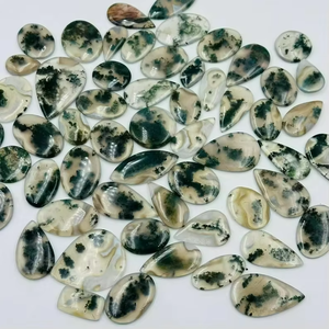 Piedras Preciosas de Ágata Musgosa Natural, Cabujones Sueltos para Joyería, Formas y Tamaños Variados, Pulidos, con Efecto de Fuego Azul - Product Image 3