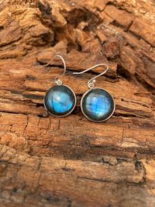 Boucles d'oreilles en labradorite naturelle faites à la main, bijoux en argent sterling 925 pour femmes, pierre naturelle, cadeau - Product Image 6