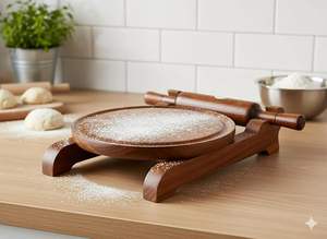 Juego de Rodillo de Madera Chakla Belan, Color Marrón, Ecológico, con Diseño Floral, Tabla para Hacer Roti, Combo, Herramienta para Estirar Masa de Chapati - Product Image 4