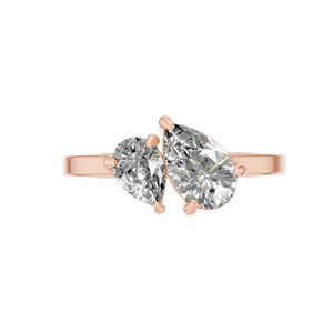 Anillo Toi Et Moi de Dos Piedras de Moissanita Original VVS D, Corte Pera, Engaste de Puntas, Chapado en Rodio, Plata de Ley 925, Joyería Fina - Product Image 2