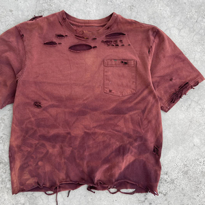 Camiseta lavada con ácido desgastada con gráfico personalizado para hombre, camiseta vintage de gran tamaño con estampado de hombros caídos en tela de Jersey, diseño en blanco - Product Image 6