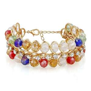 Urthn Adjustable Gold Plated Multi-Stone Kada <b>Fashionable</b> <b>Wrap</b> <b>Bracelet</b> Model 1403101E - Product Image 1