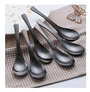 Stainless Steel <b>Dinner</b> Soup Spoon <b>Black</b> Matte Polished Spoon Handicrafts Soup Spoon Wholesale Price - Product Image 1
