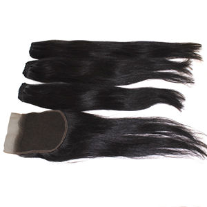Meilleure Qualité 100% Cheveux Humains Perruque Vietnamienne Fermeture 3 Bundles Droite Style Brésilien Tressage Faits Saillants - Product Image 2
