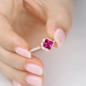 แหวนเพชรแท้ทับทิมแท้แท้ดีไซน์ใหม่หรูหราทำจากแล็บธรรมชาติ - Product Image 5