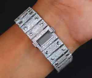 Montre en acier inoxydable de qualité supérieure entièrement sertie de diamants en moissanite, style hip-hop élégant avec un éclat époustouflant et un design luxueux, cadeau - Product Image 3