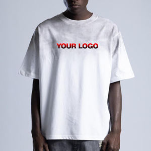 เสื้อเชิ้ตฮิปฮอปสำหรับผู้ชาย, ผ้าฝ้าย100% OEM/ODM เสื้อยืดฮิปฮอปแบบหลวมเปิดไหล่คอกลมสีซีดจางสวมใส่สบายระบายอากาศได้ดี - Product Image 3