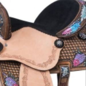 Corde d'équitation en cuir DD équestre Ranch Racing Western Saddle Barrel Produits de course de chevaux anglais d'Inde - Product Image 1