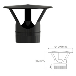 Cappuccio per Stufa Vitrificato Premium Nero O/ 150 mm. - Product Image 2