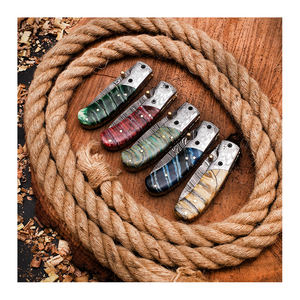 Lame en acier Damas avec manche en bois Couteau de poche pliant extérieur pour le camping et la chasse DIY Grade OEM Personnalisable - Product Image 4