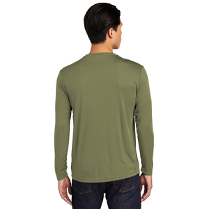 T-shirt à manches longues et col rond vert pour hommes 60% coton biologique Pima 40% polyester imprimé motif manches complètes - Product Image 2