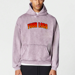 Sweat-shirt/sweat-shirt à capuche surdimensionné délavé à l'acide de marque personnalisée Sweat à capuche vintage surdimensionné beige 100% coton pour hommes - Product Image 3