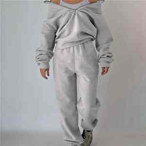 Survêtement décontracté pour femmes, col montant, sweat-shirt à fermeture éclair, pantalon, ensemble de sport, deux pièces, vêtements d'automne et d'hiver pour femmes - Product Image 2