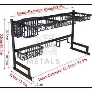 Égouttoir à vaisselle en métal - Organisateur de comptoir réglable à trois niveaux pour sécher les assiettes, les tasses et les ustensiles - Product Image 2