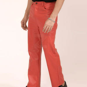 Pantalons en cuir pour hommes de qualité supérieure, légers, respirants, couleur unie, logo personnalisé, décontractés, taille mi-haute, streetwear d'hiver, vente chaude - Product Image 4