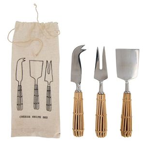 Metal Cutlery With Rattan Handle <b>Set</b> for Hotel Kitchenware & Restaurants <b>Cheese</b> Tool High Selling <b>Cheese</b> <b>Set</b> or <b>Cheese</b> Spreader - Product Image 1