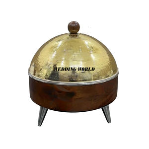 Réchaud alimentaire en acier inoxydable, finition or et argent, casserole de qualité supérieure, fait main, design en métal, marmite - Product Image 4