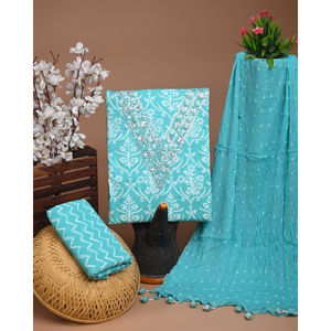 Traje de algodón con chifón dupatta y Zari gotapatti para ocasiones formales Elegante traje de algodón con chifón dupatta - Product Image 4