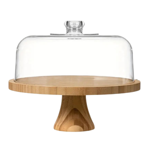100% Export Quality Round Shaped Wooden <b>Cake</b> Stand with <b>Glass</b> <b>Dome</b> for <b>Cake</b> Decoration - Product Image 1