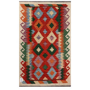 Alfombra Kilim de Maimana, Afganistán, 129 x 78 cm, Producto para Colgar en la Pared - Product Image 1