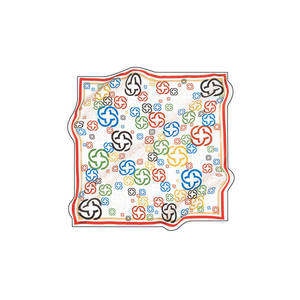 White <b>Silk</b> Twill Digital Printed Leopard & Polka Dot Square <b>Scarf</b> 90x90cm for Women Party Use - Product Image 1