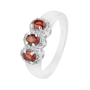 Handmade 925 Sterling <b>Silver</b> <b>Ring</b> with Natural <b>Garnet</b> and White Topaz Shah Gems' Everyday Wear Jewelry - Product Image 1