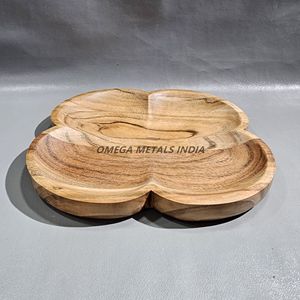 Bandeja de servicio de madera de mango hecha a mano de alta calidad, diseño sofisticado con acabado de grano natural y bordes curvos artísticos - Product Image 2