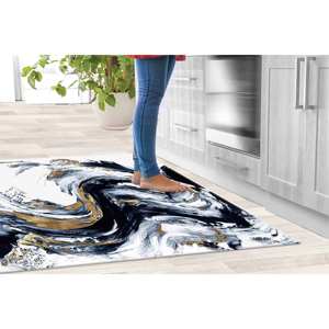 Alfombra de Mármol Negro y Dorado: Arte Abstracto de Lujo, Alfombra Personalizada, Alfombra de Chenilla - Product Image 5
