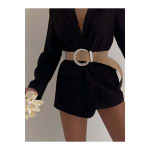 Ceinture élastique en paille tressée pour femme, ceinture de veste, ceinture de chemise, ceinture de robe - BLANCHE - Product Image 3