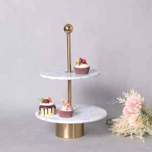 Support à gâteau en acrylique et métal, prix d'usine en gros, support à cupcake décoratif en métal à 2 niveaux, assiette à dessert pour la fête de mariage - Product Image 2