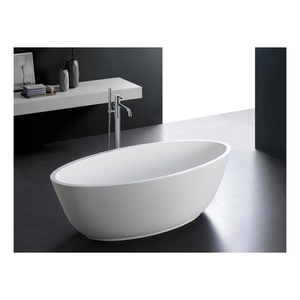 Baignoire autoportante moderne en résine noire solide mate pierre acrylique blanche égouttoir de baignoire pour adultes Offre Spéciale traditionnelle - Product Image 2