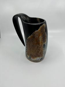 H A HANDICRAFT-Taza vikinga de cuerno de búfalo real Taza de hidromiel personalizable pulida hecha a mano para fanáticos medievales - Product Image 2