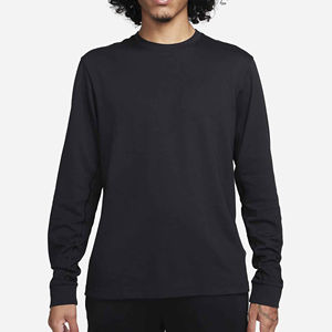 เสื้อยืดผ้าฝ้ายแขนยาวสำหรับผู้ชายเสื้อยืดลายเรียบแบบเรียบคอวียาวถักแบบเรียบ - Product Image 1