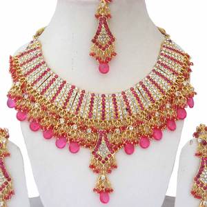 Ensemble de bijoux de mariée de luxe, collier, boucles d'oreilles, diadème, alliage, cristal, strass, design floral, vintage, fête de mariage, bijoux pour femmes, rose - Product Image 2