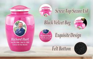 Urnes de crémation avec photo personnalisée pour cendres adultes Urnes funéraires personnalisées pour cendres humaines fabriquées à la main taille personnalisée rose - Product Image 2