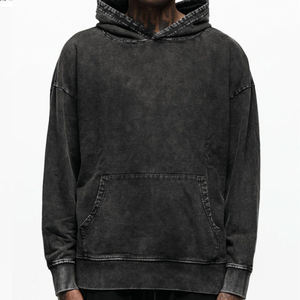 Sweat à capuche personnalisé respirant 100 % coton molletonné grande taille pour homme, coupe décontractée, logo vieilli, design délavé à l'acide, ODM - Product Image 2