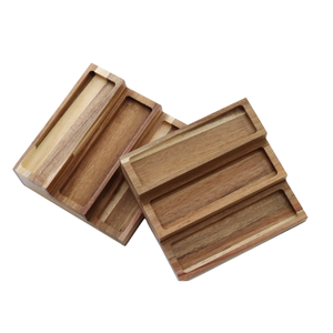 Porte-épices écologique en acacia à 3 niveaux de style américain Solution de stockage efficace Organiser des bocaux rectangulaires - Product Image 4