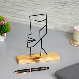 Table basse sculpturale en métal et bois, décoration artistique moderne pour la maison et le bureau, provenance Inde - Product Image 5